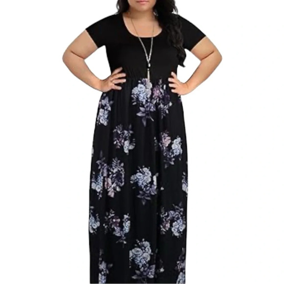 NWT Women’s Plus Sized Chevron Print Summer Short Sleeve Casual Maxi Dress - Picture 1 of 8